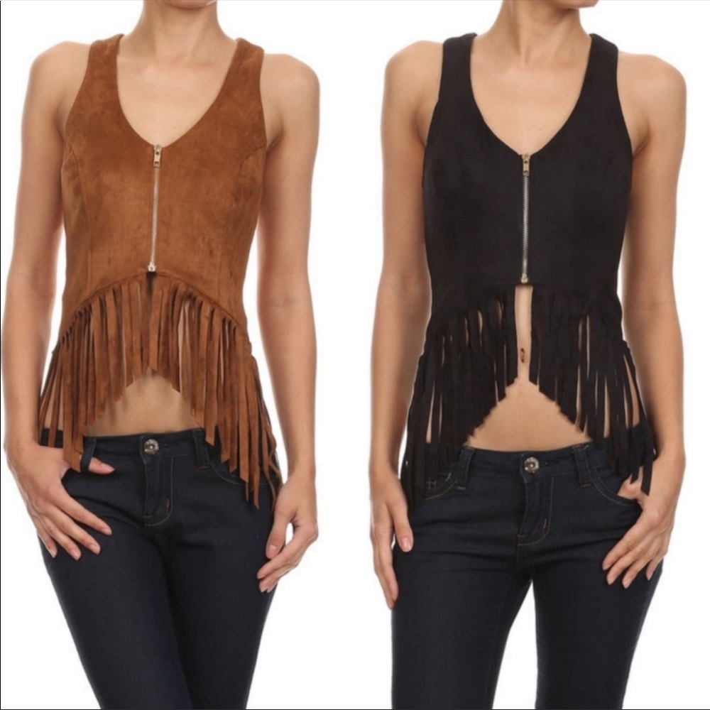 Suede Fringe Top
